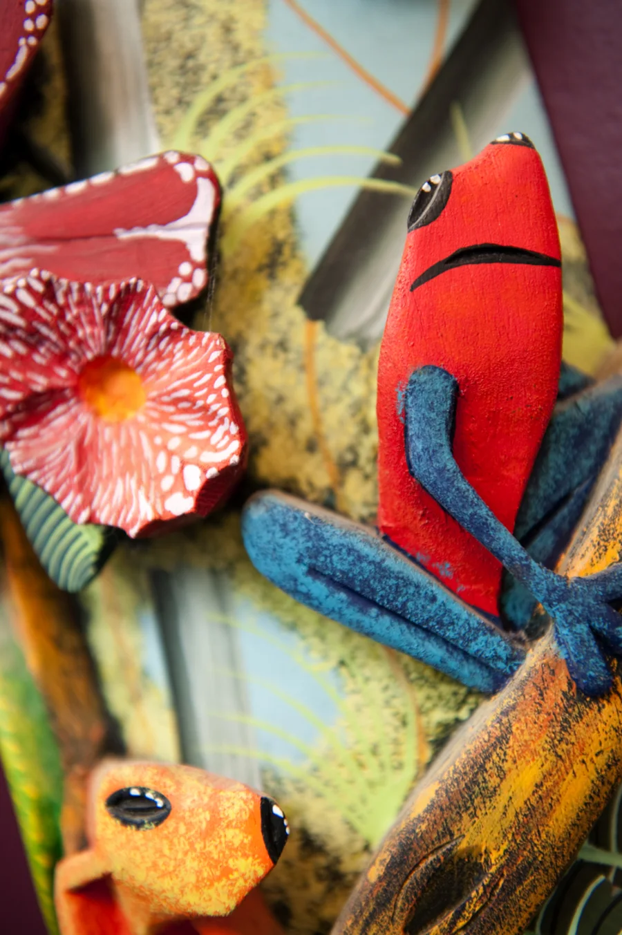 Red frog sculpture